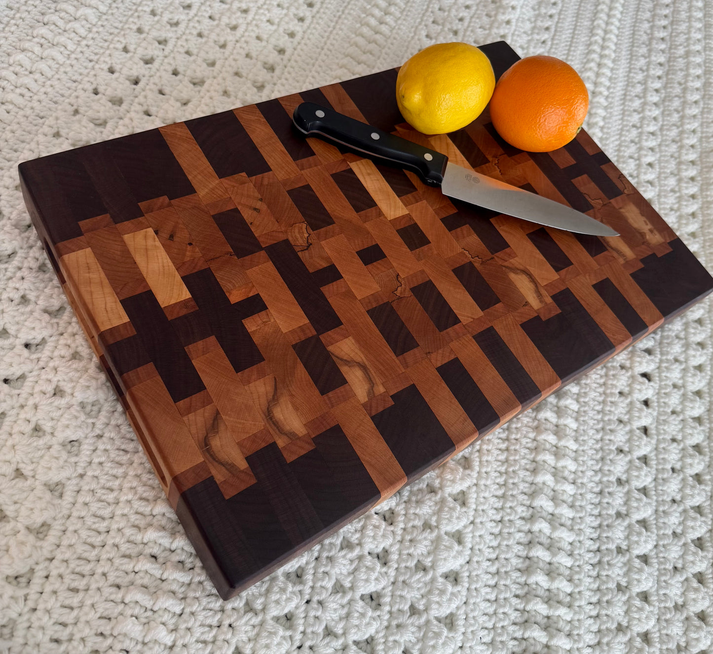 Black Walnut, Cherry, and Maple End Grain Cutting Board