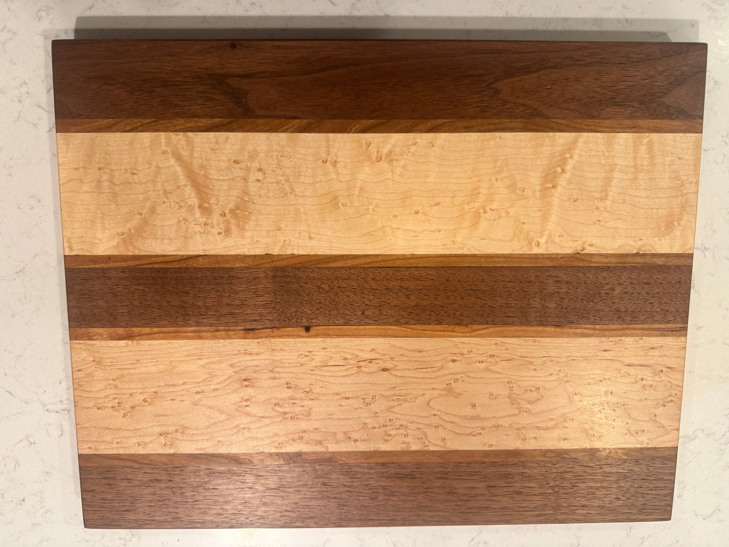 Birdseye Maple, Cherry, and Black Walnut Cutting Board