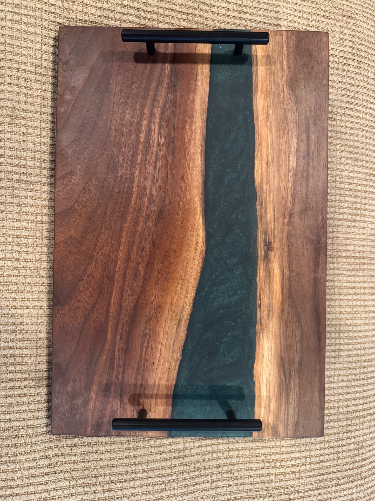 Black Walnut & Dark Green Epoxy Charcuterie Board