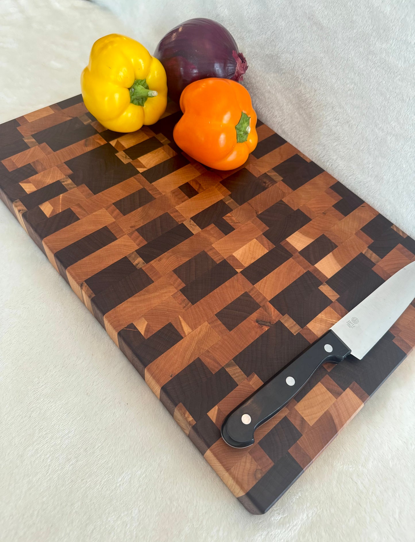 Black Walnut, Cherry, and Maple End Grain Cutting Board