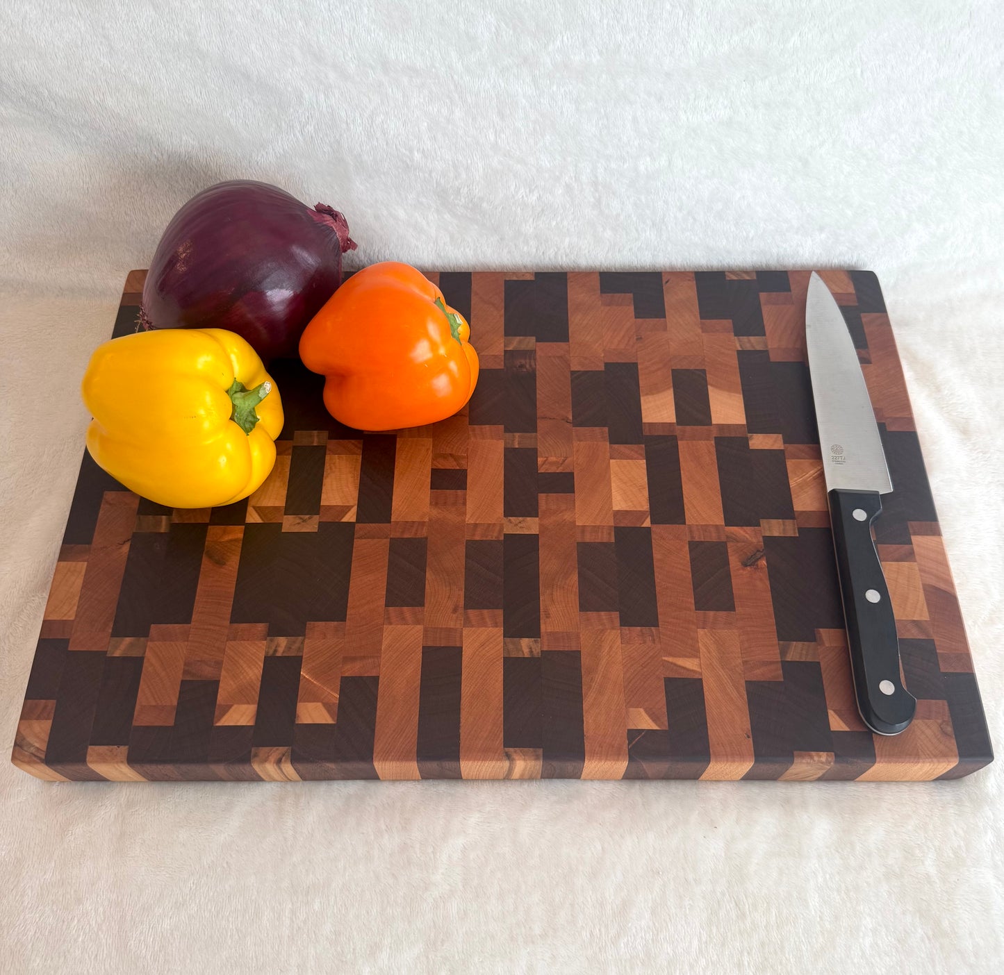 Black Walnut, Cherry, and Maple End Grain Cutting Board