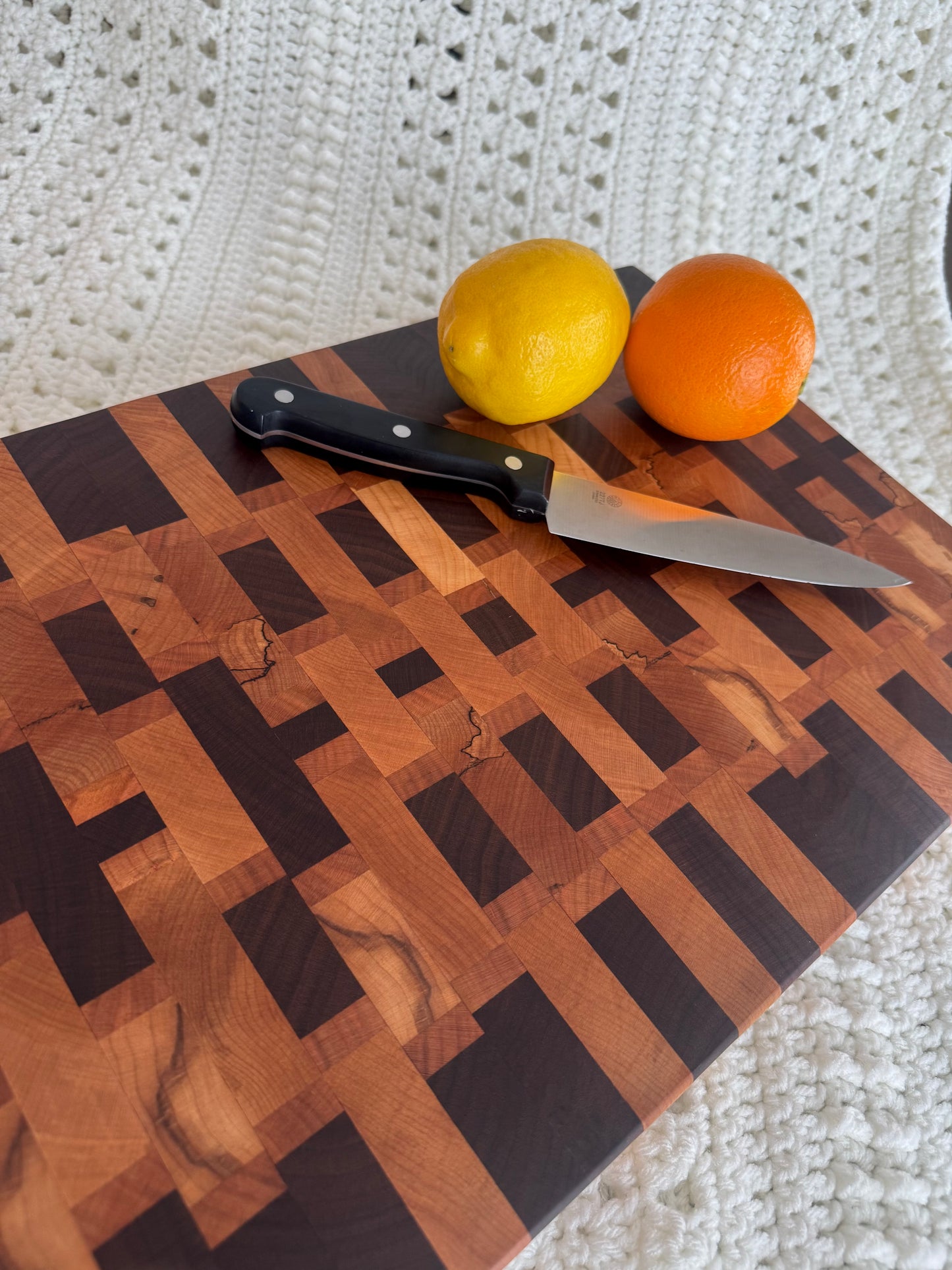 Black Walnut, Cherry, and Maple End Grain Cutting Board