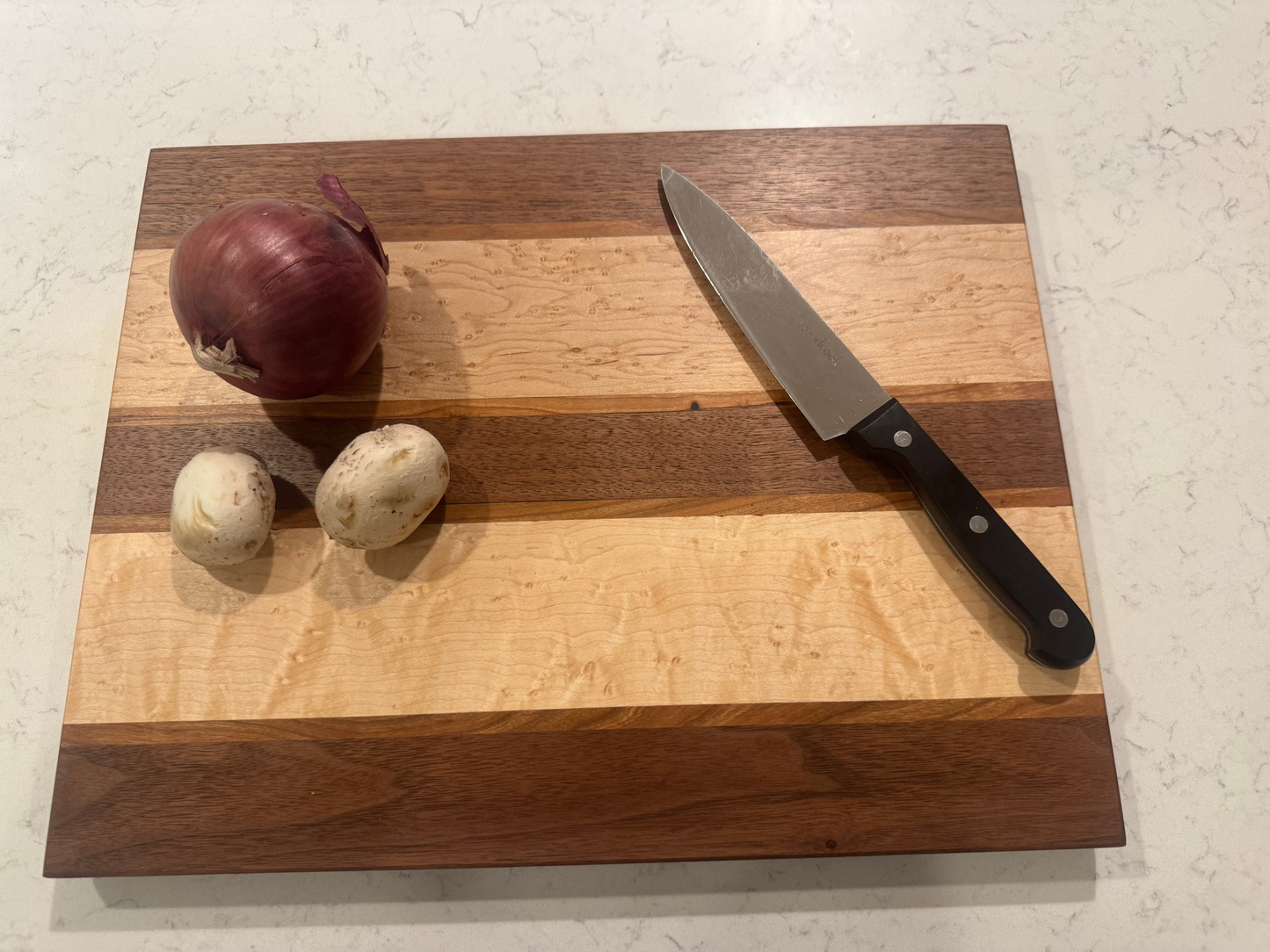 Birdseye Maple, Cherry, and Black Walnut Cutting Board