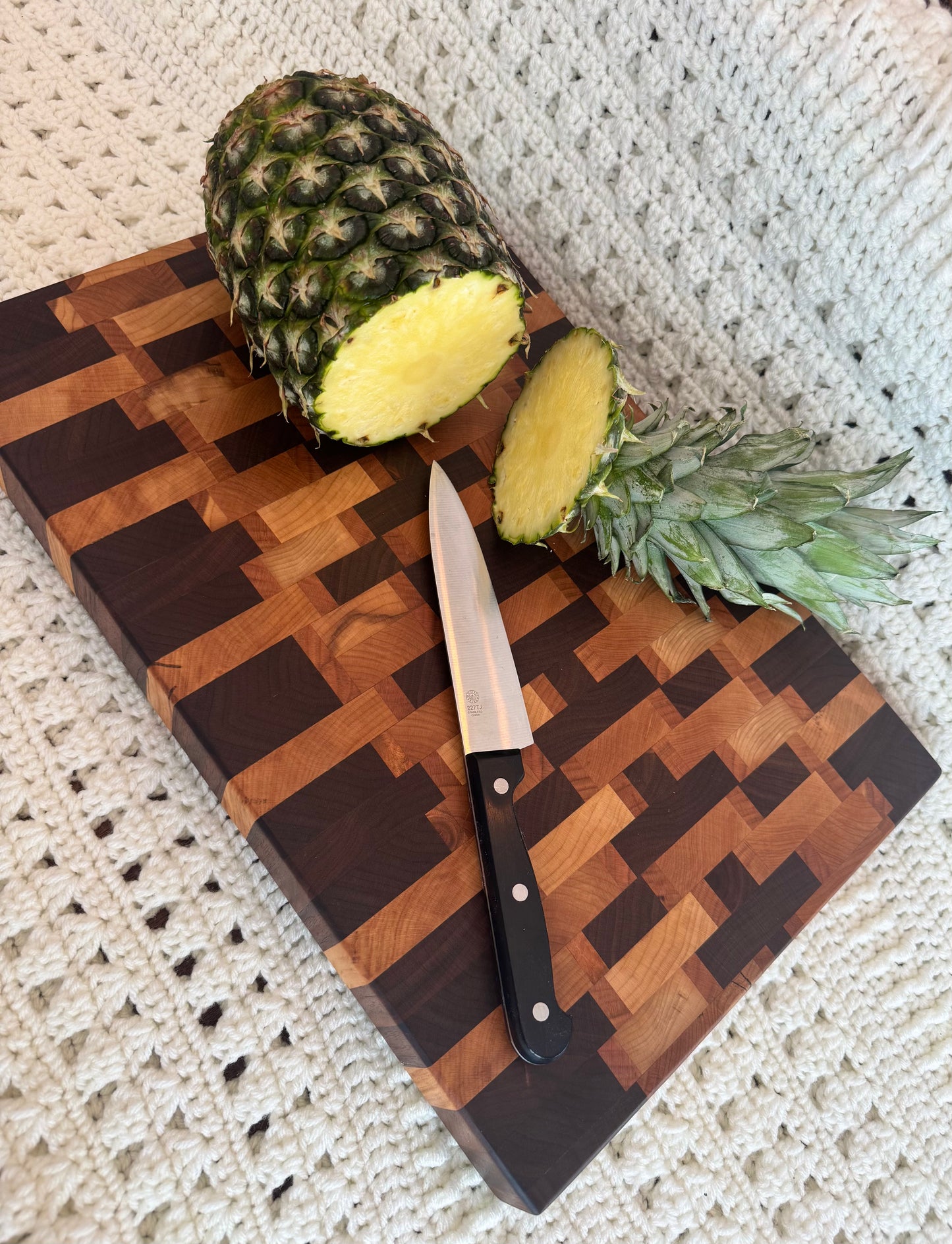Black Walnut, Cherry, and Maple End Grain Cutting Board