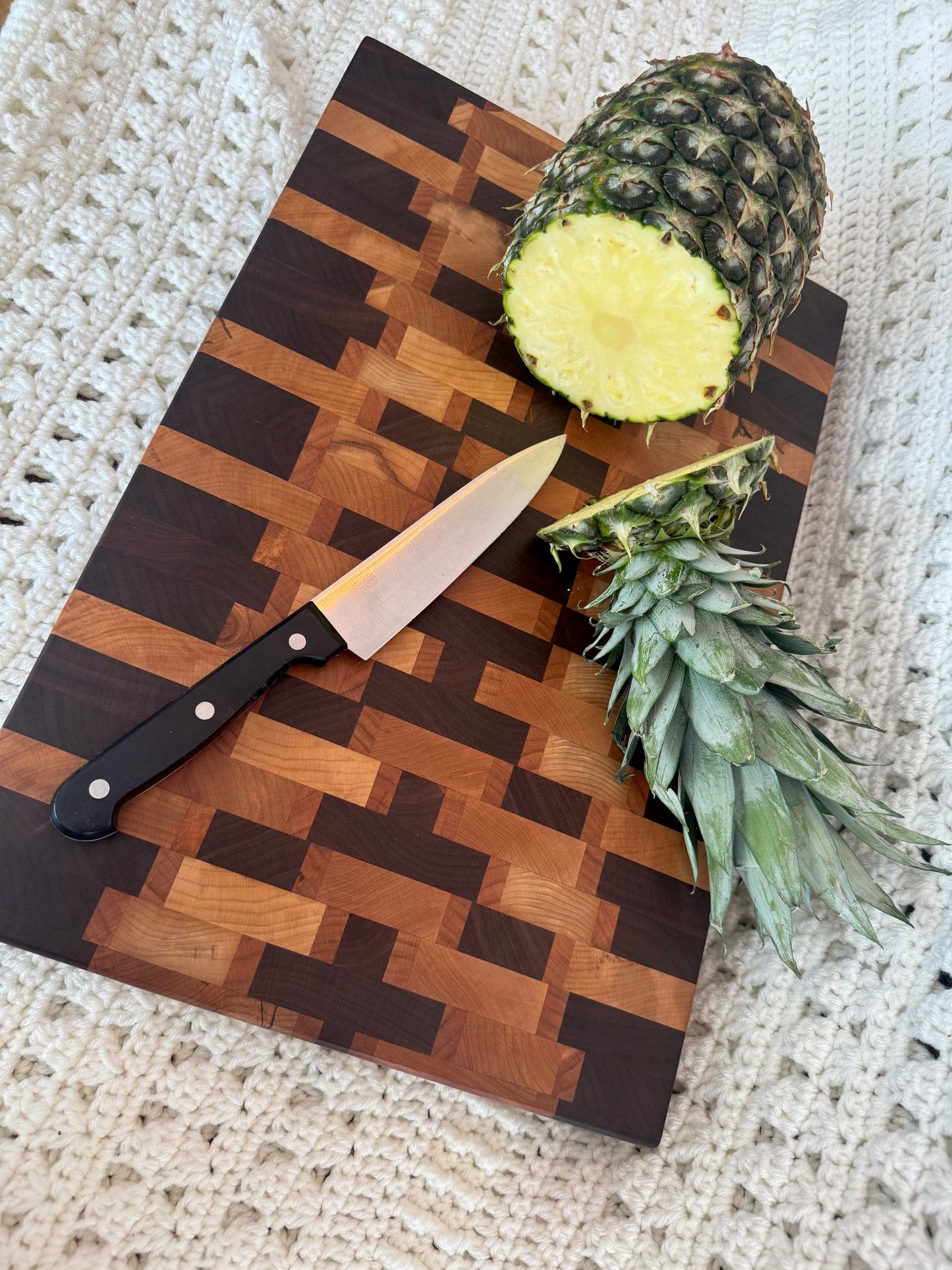 Black Walnut, Cherry, and Maple End Grain Cutting Board