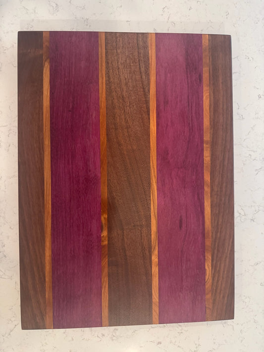 Purple Heart, Cherry & Black Walnut Cutting Board